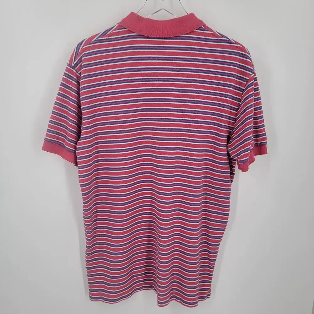 Polo Ralph Lauren Shirt Mens Large Stripe Pink White Blue Yellow Pony Cotton